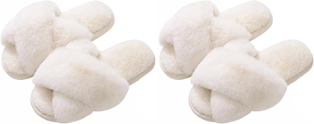 Women's Fuzzy Slippers, House Slippers, Open Toe Slippers Women's Fuzzy Slippers, House Slippers, Open Toe Slippers